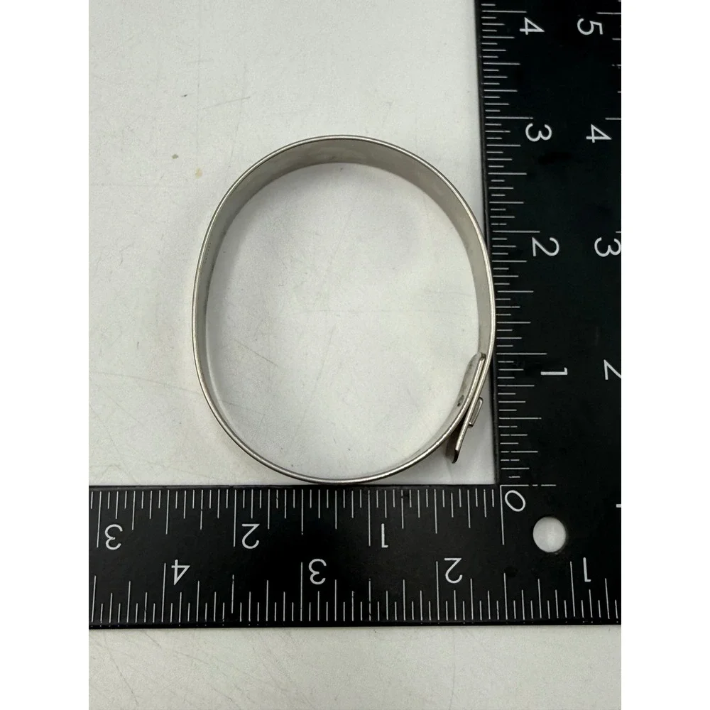 Avon Vintage Silver Tone Brown Inlay Modernist Bangle Bracelet Cuff Hook Clasp